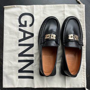 NEVER WORN Ganni Rhinestone Logo Loafer